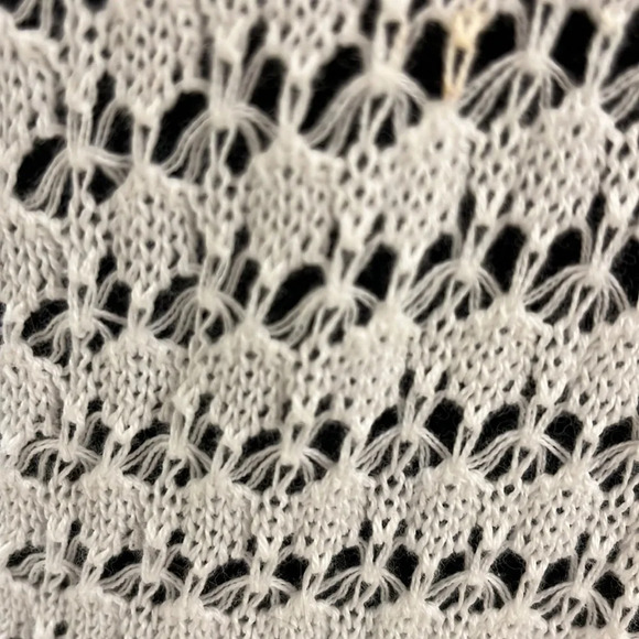 LOFT ivory v neck pullover lightweight long sweater top crochet EUC Medium - Picture 3 of 5